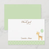 Carte de remerciements du Baby shower de la Girafe (Devant / Derrière)
