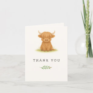 Carte de remerciements du Baby shower de la vache