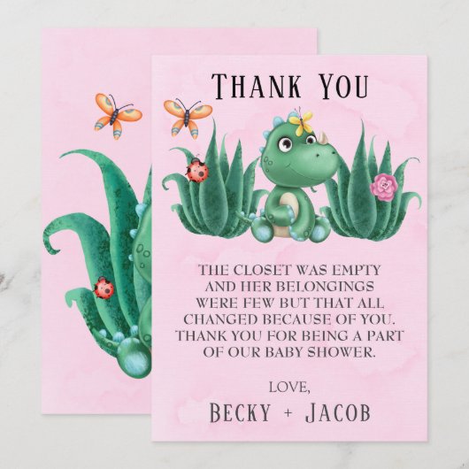 Carte de remerciements du Baby shower des amis de  (Devant / Derrière)