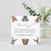 carte de remerciements du baby shower des animaux (Debout devant)