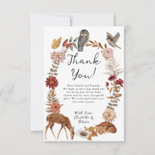Carte de remerciements du Baby shower des animaux