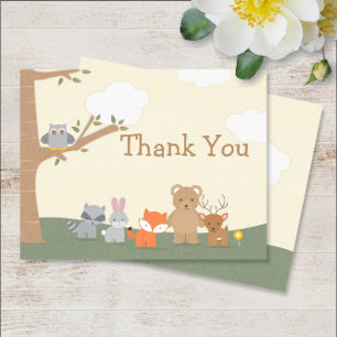 Carte de remerciements du Baby shower des animaux 