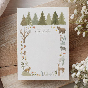 Carte de remerciements du Baby shower des animaux