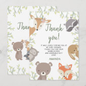 Carte de remerciements du Baby shower des animaux  (Devant / Derrière)