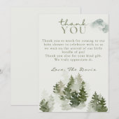 Carte de remerciements du Baby shower forestier d' (Devant / Derrière)