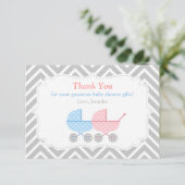 Carte de remerciements du Baby shower Twins Stroll (Debout devant)