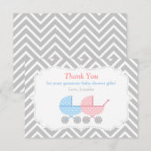 Carte de remerciements du Baby shower Twins Stroll (Devant / Derrière)