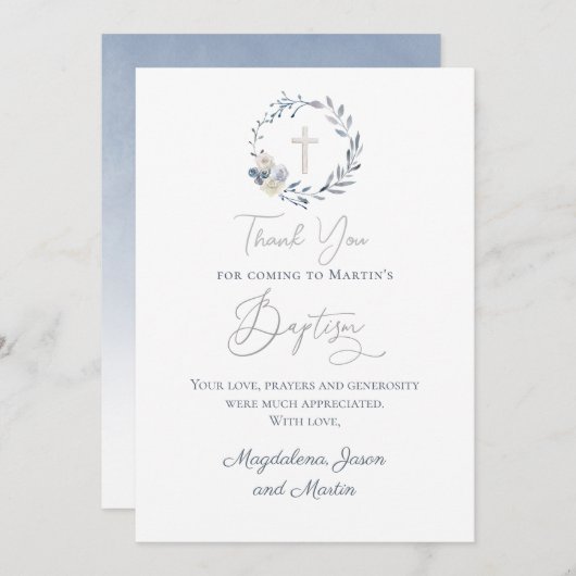 Carte de remerciements du baptême (Devant / Derrière)