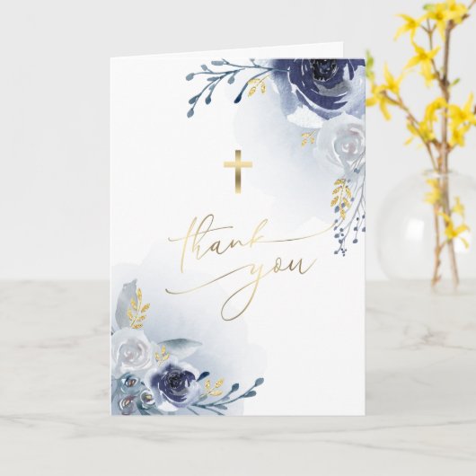 Carte de remerciements du baptême (Fleur jaune)