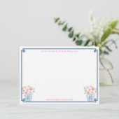 Carte De Remerciements Du Bureau De Preppy Navy Et Blush Rose Party (Debout devant)