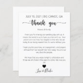 Carte de remerciements du jour de mariage | Note d (Devant / Derrière)