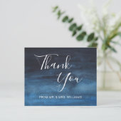 Carte de remerciements du Mariage de budget bleu m (Debout devant)