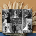 Carte de remerciements du Mariage de collage du ta<br><div class="desc">Budget Moderne, Rustique Chalkboard main Lettré Script noir et blanc 6 Multi Photo Collage Mariage Cartes photos Mercis pas cher. Élégant modèle mariage avec six (6) photos à l'avant (filtre noir blanc utilisé) et une (1) photo à l'arrière. Avec le texte "merci" dans une tourbillonnant police de script de calligraphie...</div>