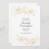 Carte de remerciements du mémorial floral d'or mod (Devant / Derrière)