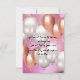 Carte de remerciements du Nouvel An.