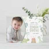 Carte de remerciements du parti Dinosaur avec phot (Debout devant)