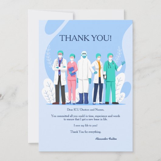 Carte de remerciements du personnel Médicale (Devant)