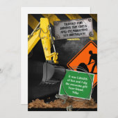 Carte de remerciements du travailleur de construct (Devant / Derrière)
