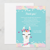 Carte de remerciements du visage d'Alpaca (Devant / Derrière)