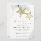 CARTE DE REMERCIEMENTS DUSKY BLUE BEACH STARFISH COUPLES DOUCHE INVITATIO (Devant)