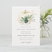 Carte De Remerciements Dusky Blue Green Citrouille Succulent Mariage Invi (Debout devant)