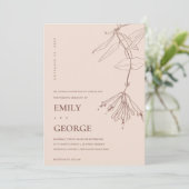 CARTE DE REMERCIEMENTS DUSKY BLUSH LINE DESIGN FLORAL MARIAGE INVITE (Debout devant)