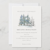 Carte De Remerciements Dusky Green Blue Pine Tree Woods Mariage Inviter (Devant)