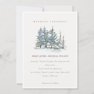 Carte De Remerciements Dusky Green Blue Pine Tree Woods Mariage Inviter