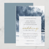 CARTE DE REMERCIEMENTS DUSKY INK BLUE FOREST LAKE PINE MARIAGE INVITE (Devant / Derrière)