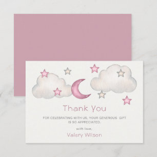 Carte De Remerciements Dusty Baby shower fille rose