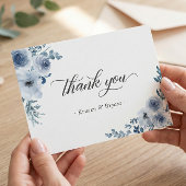 Carte De Remerciements Dusty Blue Bohemian Pastel Floral Mariage Flat