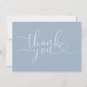Carte De Remerciements Dusty Blue Élégant Cœur Script (Devant)