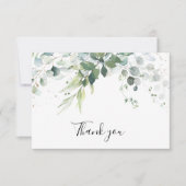 Carte De Remerciements Dusty Blue Eucalyptus Vert Mariage Succulent (Devant)