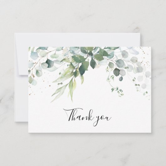 Carte De Remerciements Dusty Blue Eucalyptus Vert Mariage Succulent (Devant)