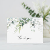 Carte De Remerciements Dusty Blue Eucalyptus Vert Mariage Succulent (Debout devant)
