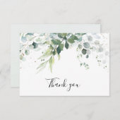 Carte De Remerciements Dusty Blue Eucalyptus Vert Mariage Succulent (Devant / Derrière)