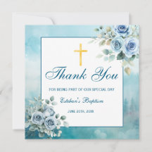 Dusty Blue Floral Baptism Boy Religious