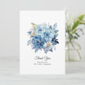 Carte De Remerciements Dusty Blue Floral Mariage (Debout devant)