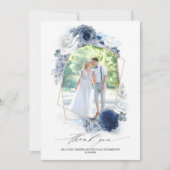 Carte De Remerciements Dusty Blue Floral Mariage photo (Devant)