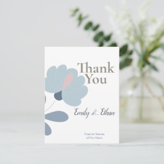Carte De Remerciements Dusty Blue Floral Wedding Thank You