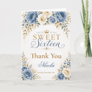 Carte De Remerciements Dusty Blue Gold Sweet Seize