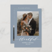 Carte De Remerciements Dusty Blue Minimalist Mariage de script de remerci (Devant / Derrière)