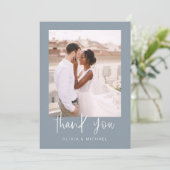 Carte De Remerciements Dusty Blue Minimalist Mariage photo (Debout devant)