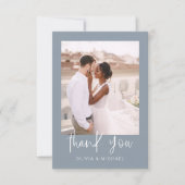 Carte De Remerciements Dusty Blue Minimalist Mariage photo (Devant)