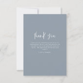 Carte De Remerciements Dusty Blue Minimalist Mariage photo (Dos)