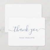 Carte De Remerciements Dusty Blue Modern Script Anniversaire Mariage Baby (Devant / Derrière)