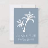 Carte De Remerciements Dusty Blue Palm Tree Plage tropicale Mariage (Devant)