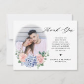 Carte De Remerciements Dusty Blue Pastel Pink hydrangeas Mariage (Devant)