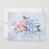 Carte De Remerciements Dusty Blue Pastel Pink hydrangeas Mariage (Dos)