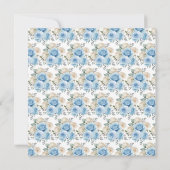 Carte De Remerciements Dusty Blue Silver Fleurs élégantes fête d'annivers (Dos)